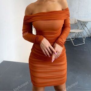 Medium Shein burnt orange off the shoulder dress